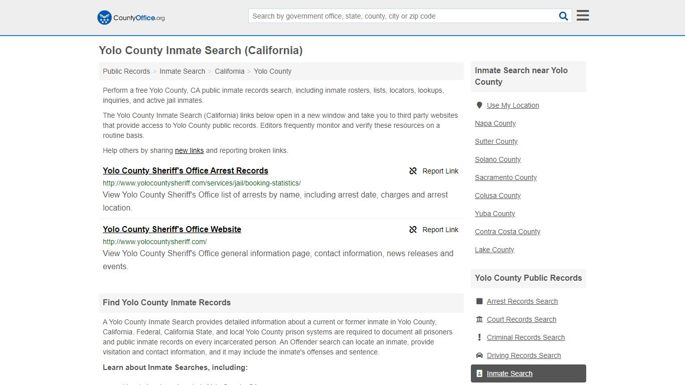 Inmate Search - Yolo County, CA (Inmate Rosters & Locators)
