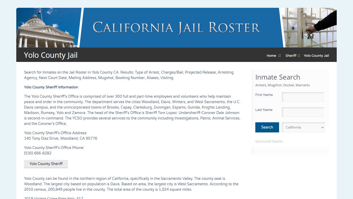 Yolo County Jail | Jail Roster Search